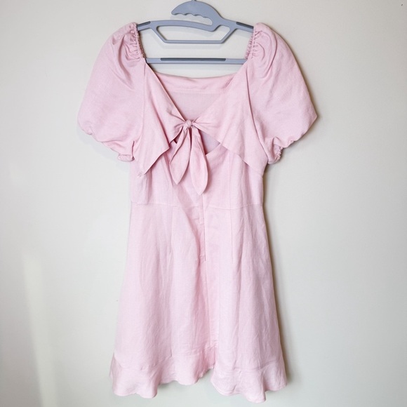 LOFT linen pink dress tie back size 6 - Picture 4 of 9